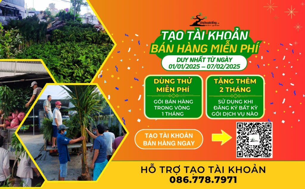 Ưu Đãi Đặc Biệt Tết 2025: Tạo Tài Khoản Bán Hàng Miễn Phí Trên Chợ Hoa Kiểng - Chợ Hoa Kiểng